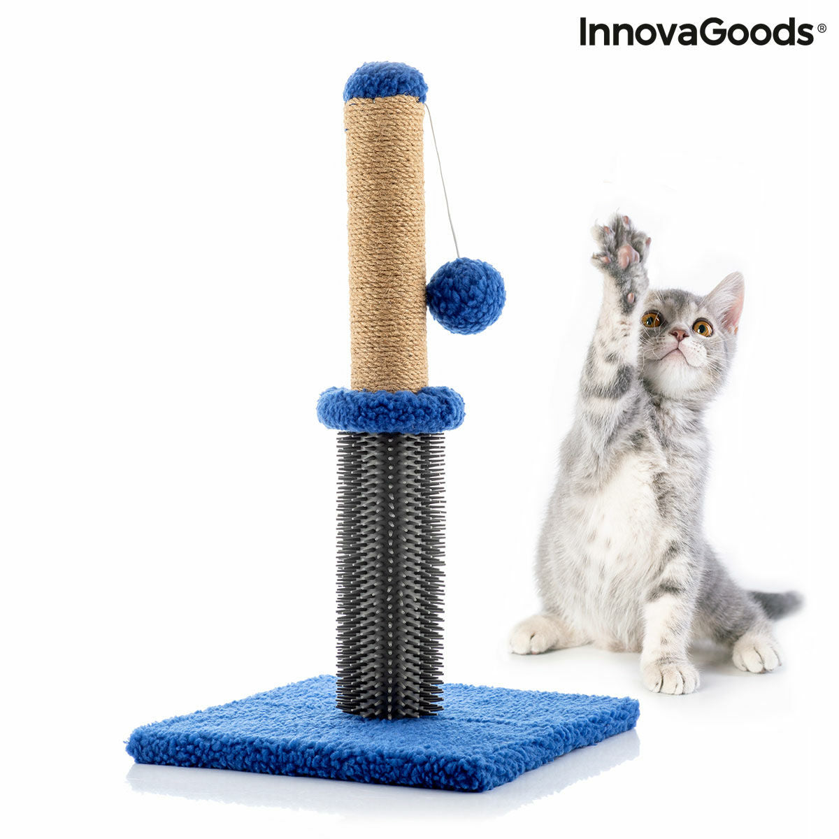 Kompakter Katzen-Kratzbaum mit Massageborsten & Spielball