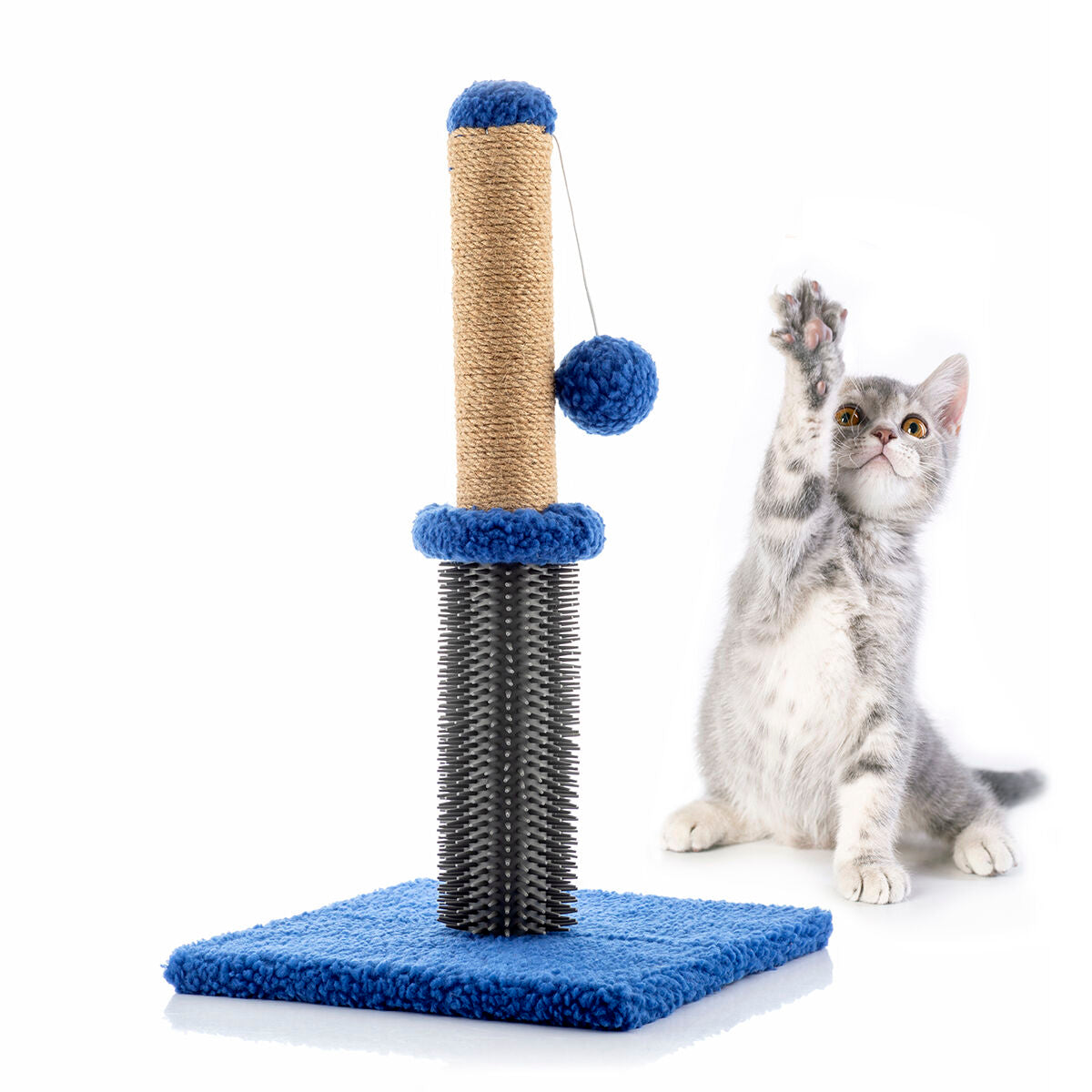 Kompakter Katzen-Kratzbaum mit Massageborsten & Spielball