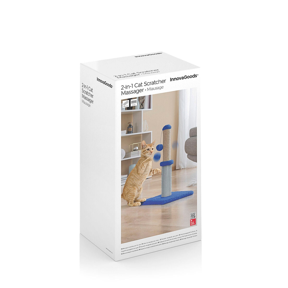 Kompakter Katzen-Kratzbaum mit Massageborsten & Spielball